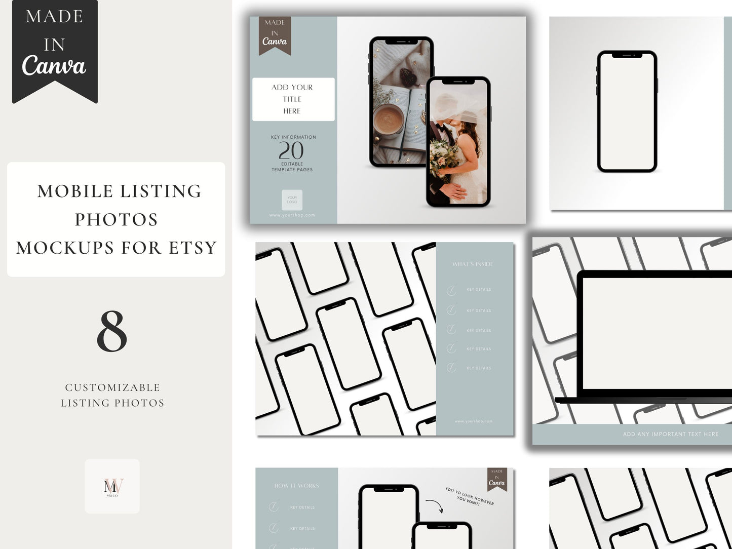 Etsy Shop Mockup, Listing Photos For Mobile Phone Products, Canva Template
