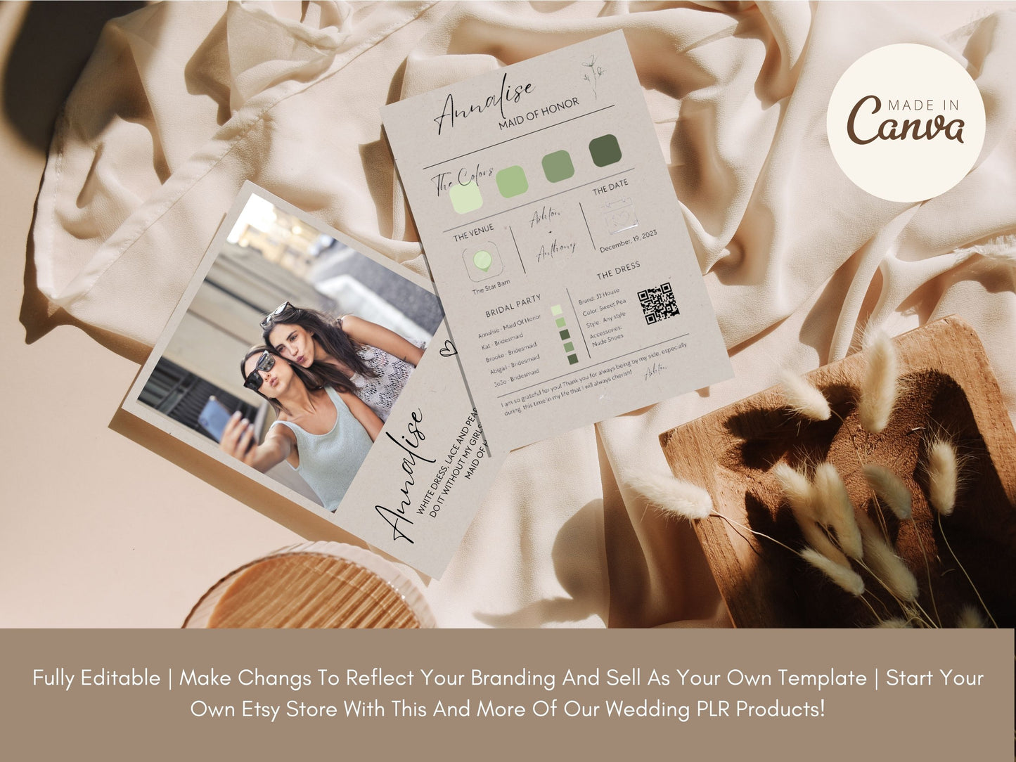 Bridesmaid Info Card Template PLR