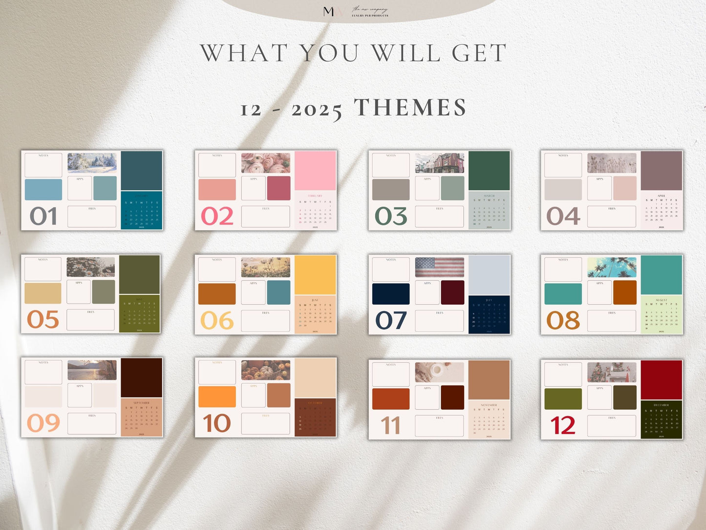 Editable Desktop Wallpaper and Organizer 2024-2025