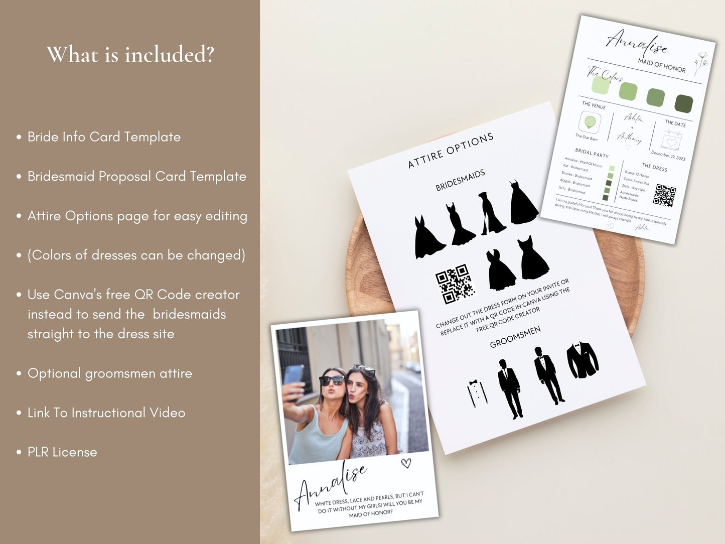 Bridesmaid Info Card Template PLR