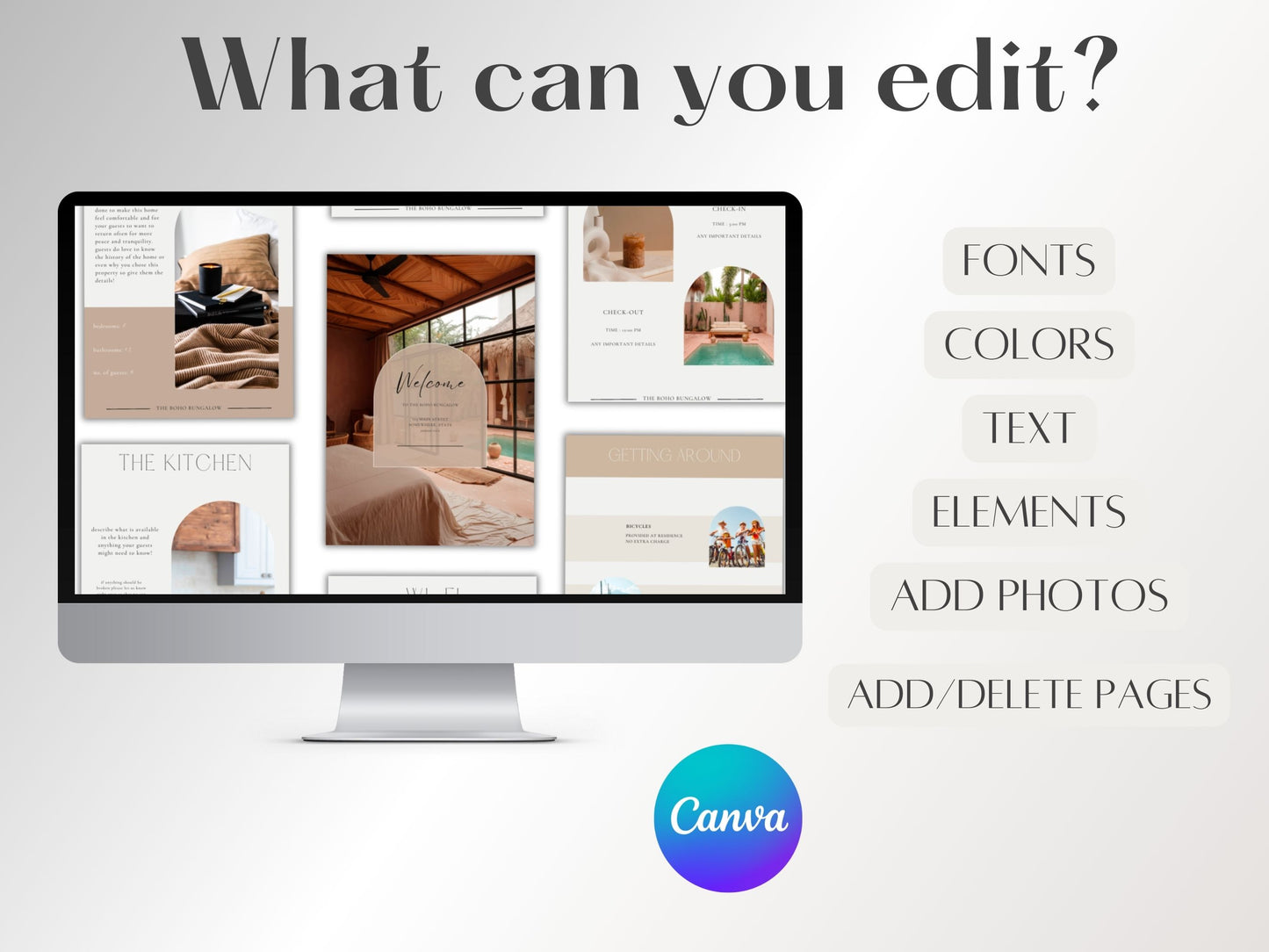 AirBNB Welcome Book PLR Canva Template Boho