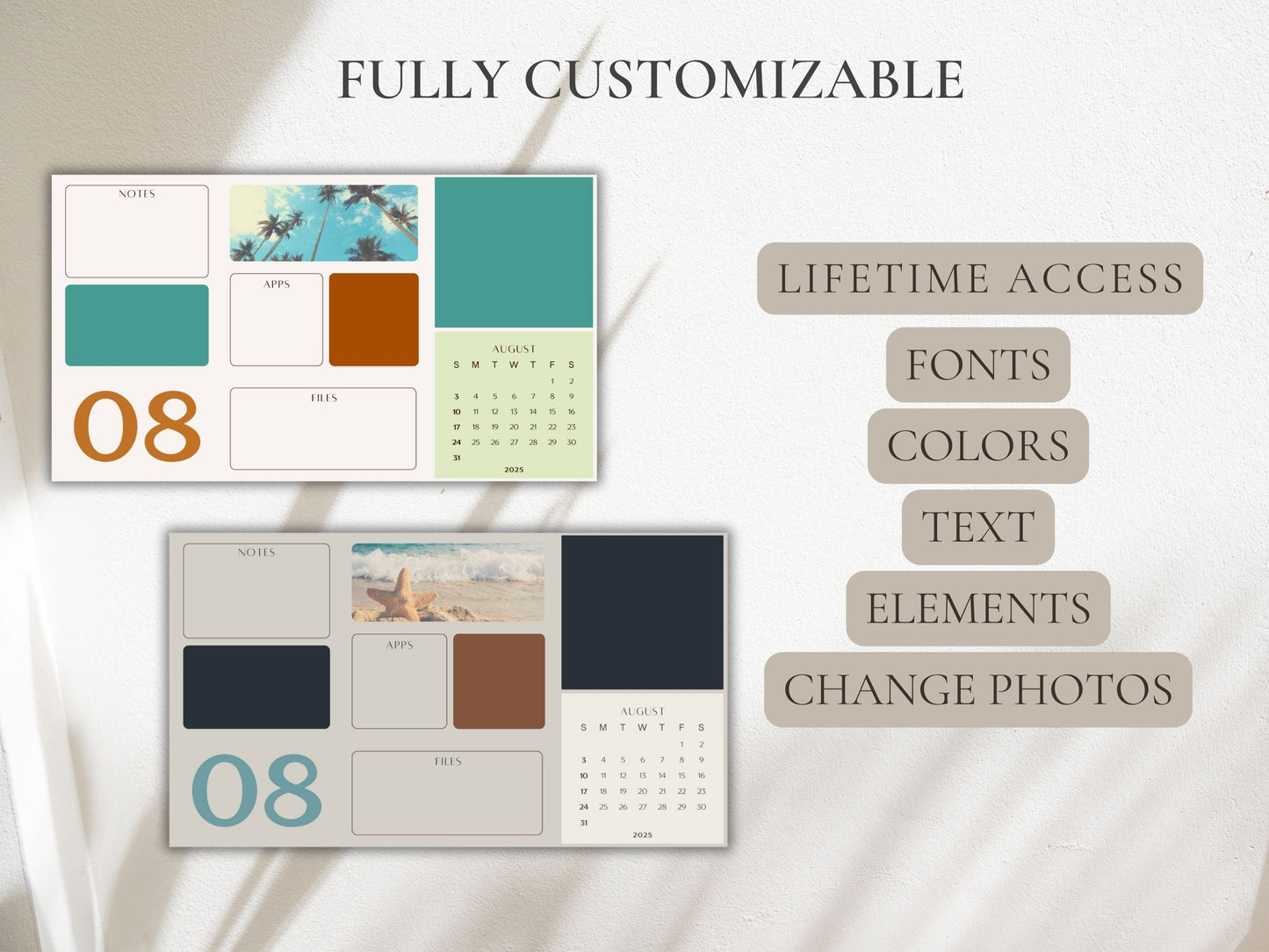 Editable Desktop Wallpaper and Organizer 2024-2025