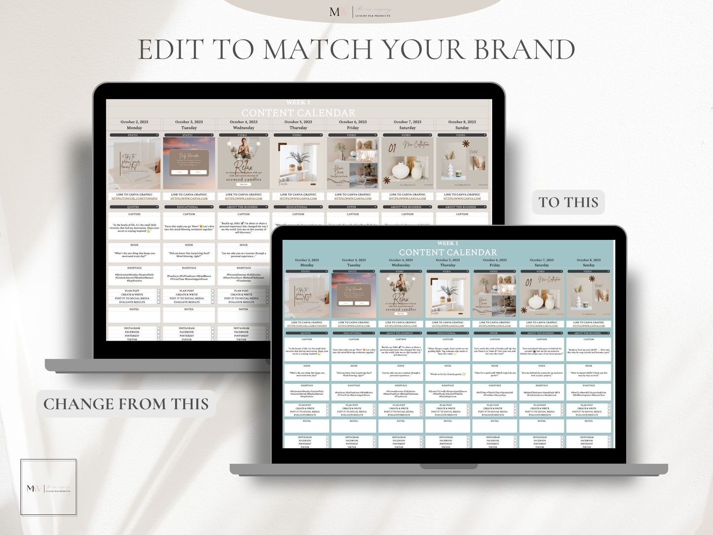 Social Media Content Calendar & Planner Template, Google Sheets Spreadsheet - PLR - MRR