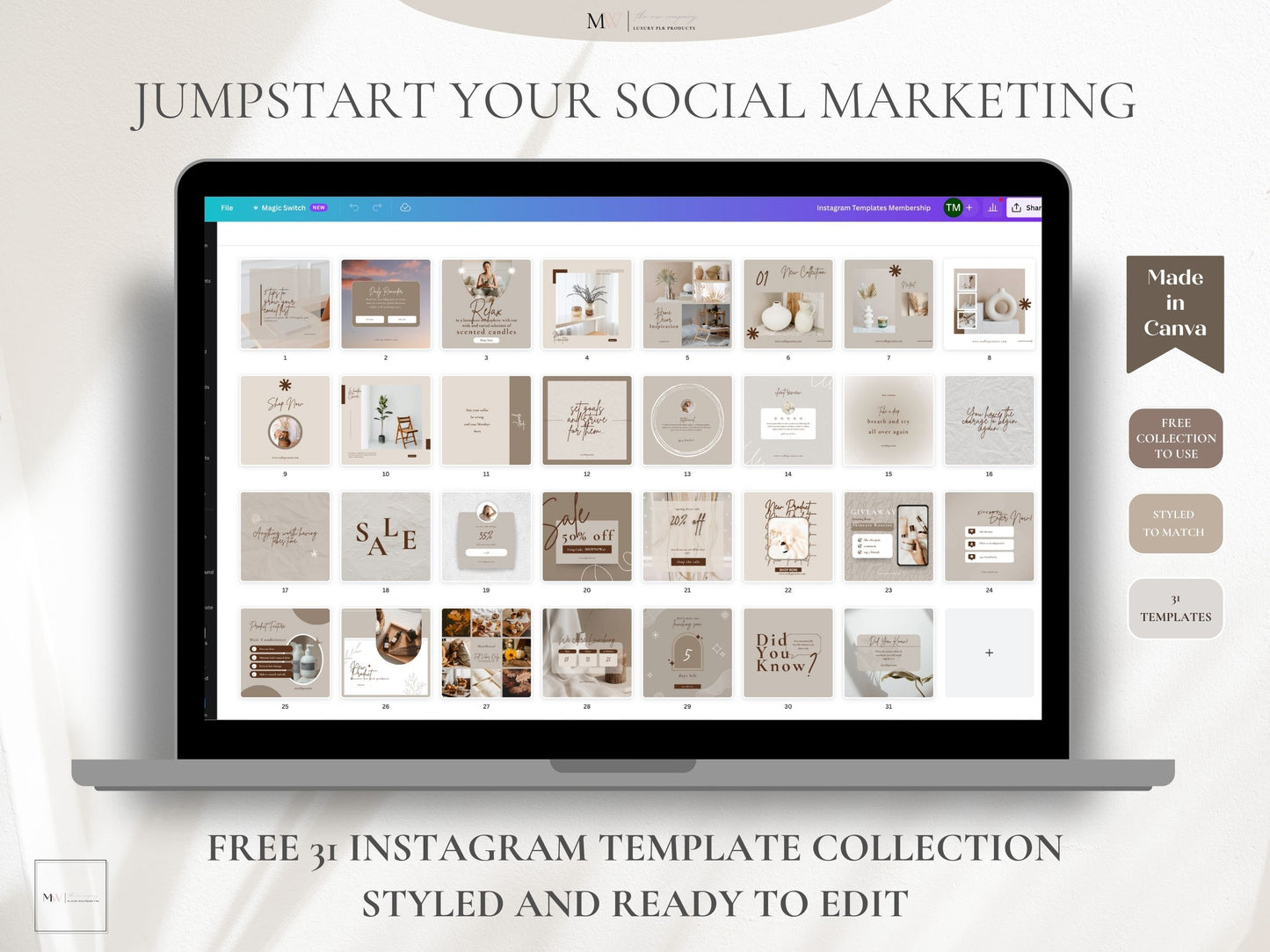 Social Media Content Calendar & Planner Template, Google Sheets Spreadsheet - PLR - MRR