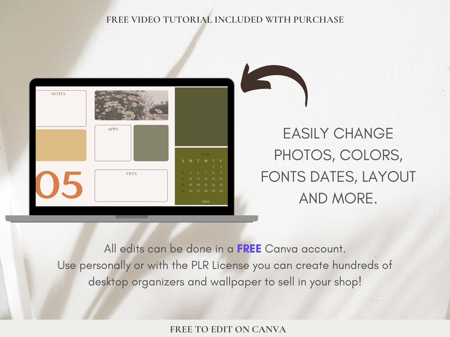 Editable Desktop Wallpaper and Organizer 2024-2025
