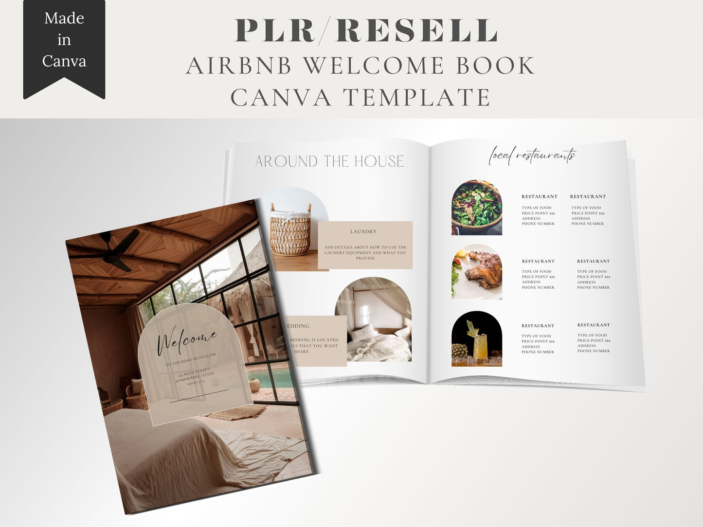 AirBNB Welcome Book PLR Canva Template Boho