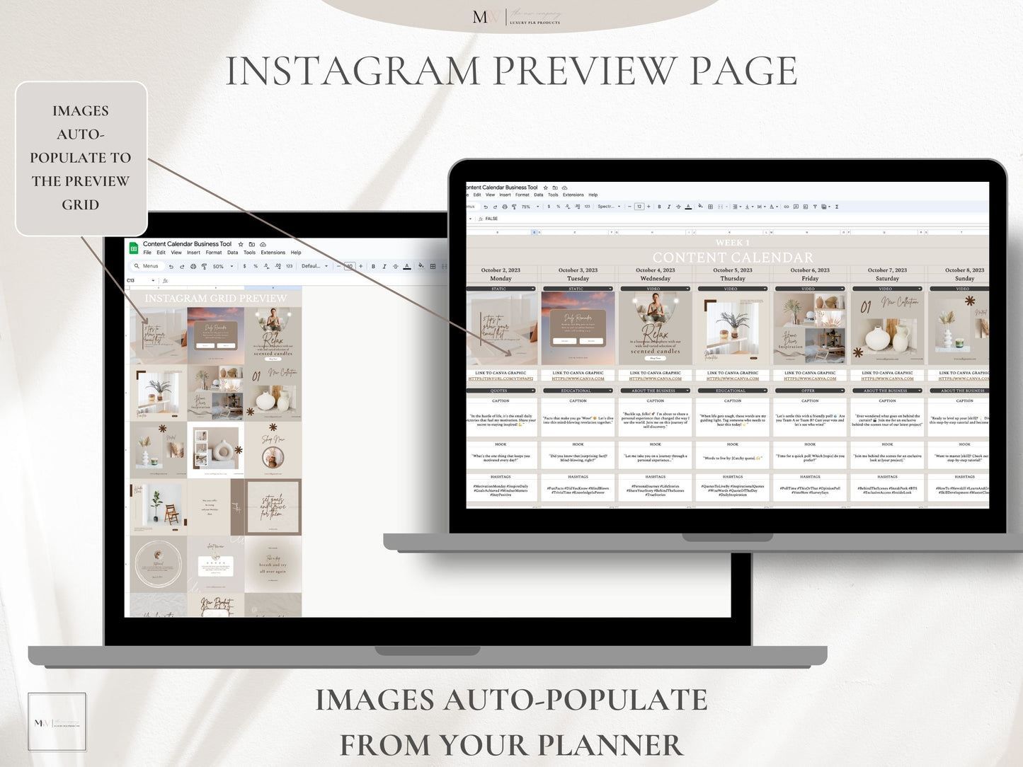 Social Media Content Calendar & Planner Template, Google Sheets Spreadsheet - PLR - MRR