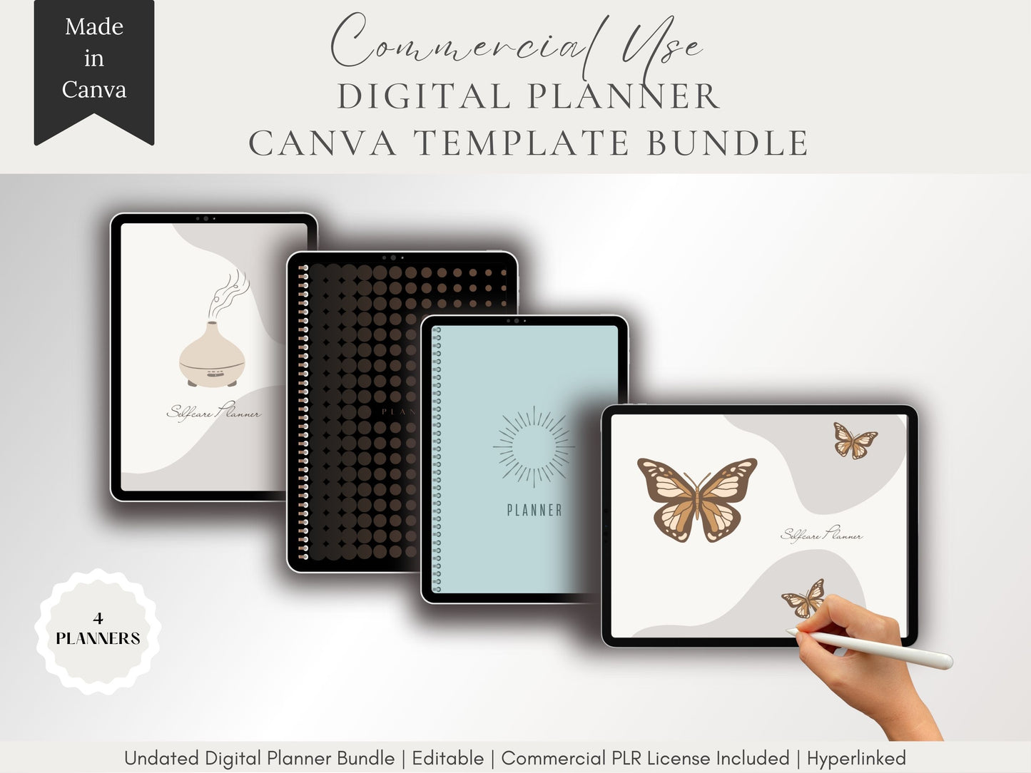 PLR Digital Planner Bundle - 4 Planners Plus Esty Listing Photo Templates