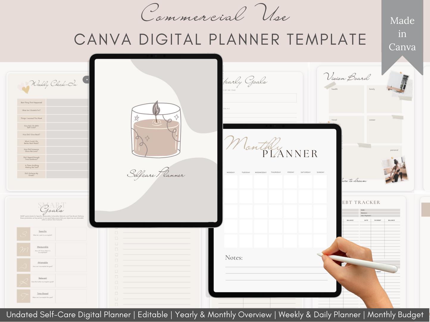 PLR Digital Planner Bundle - 4 Planners Plus Esty Listing Photo Templates