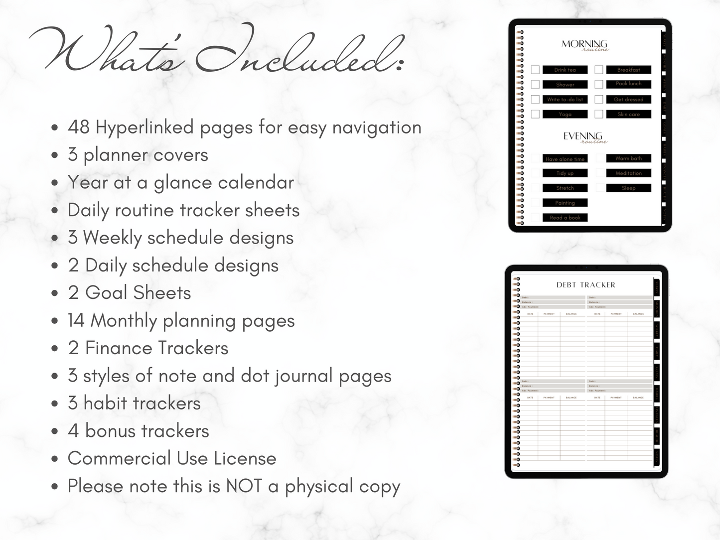 Classic Black + Bronze PLR Digital Planner Template