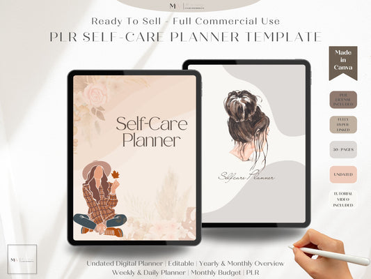Beautiful Boho colors on ipad digital planner. Fall colors. PLR relf care planner template. REady to sell with full commercial use license. Hyperlinked. 50 plus pages included in this undated planner.