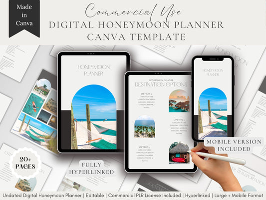 Mobile Travel Itinerary for Honeymoon Planning Editable Canva Template