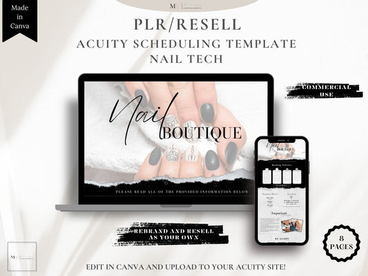 Acuity Scheduling Template Nail Tech Black and White