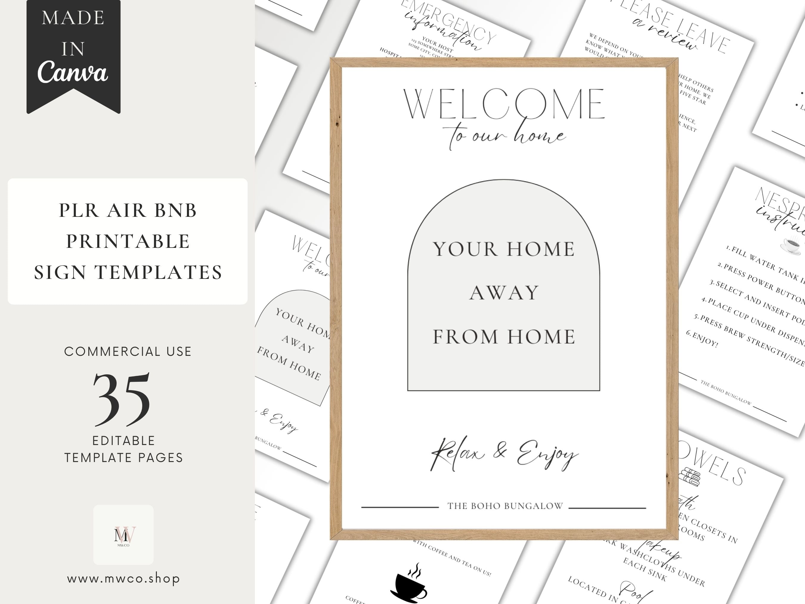 Airbnb Sign Bundle Template PLR Commercial Use Resell Rights – The MW ...