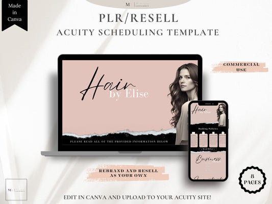Acuity Scheduling Template Pink, DIY Acuity Website Template For Hair Stylist