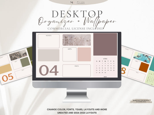 Editable Desktop Wallpaper and Organizer 2024-2025