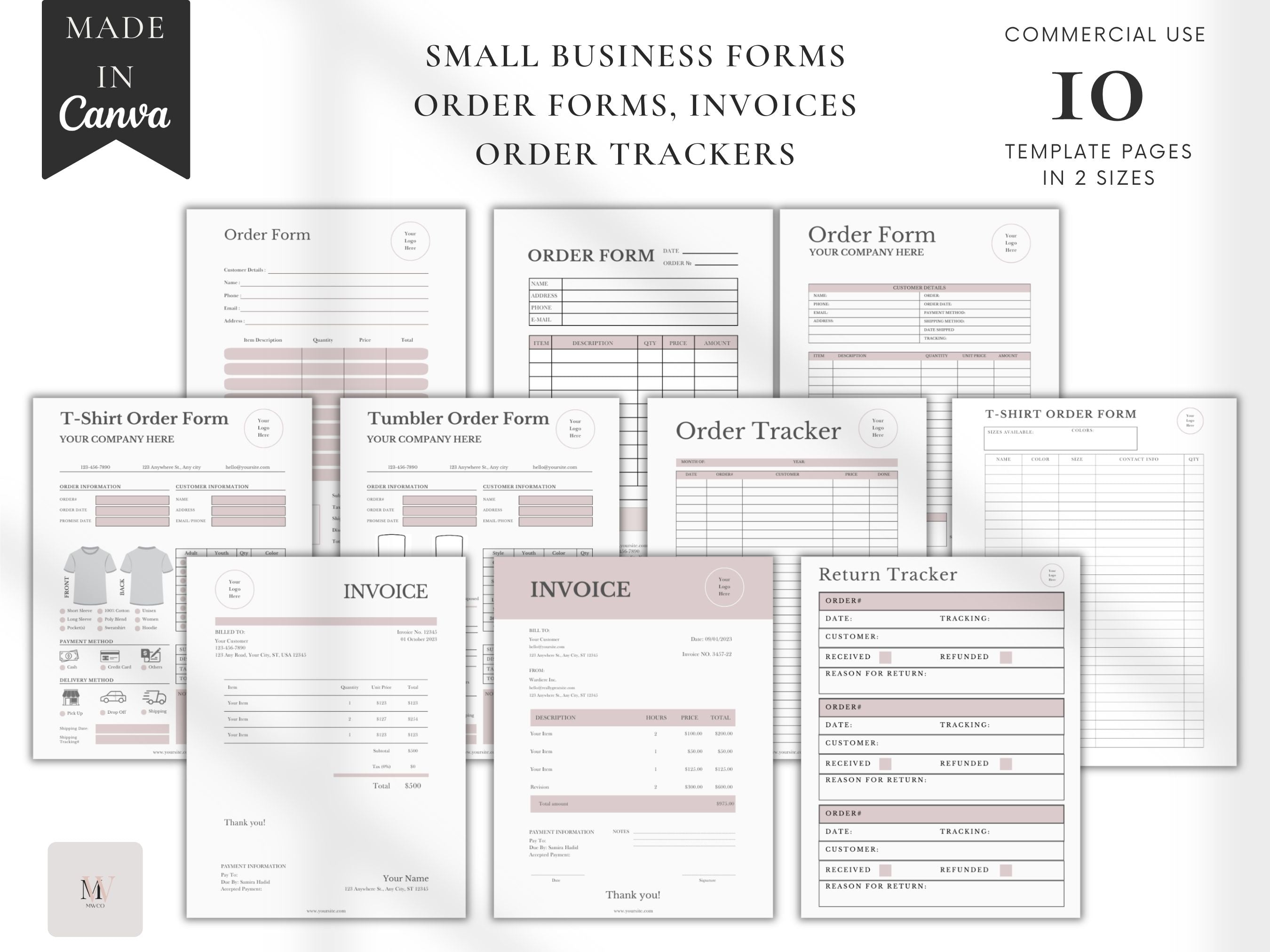 Small Business Forms Bundle | Order Form Templates | PLR License Inclu ...