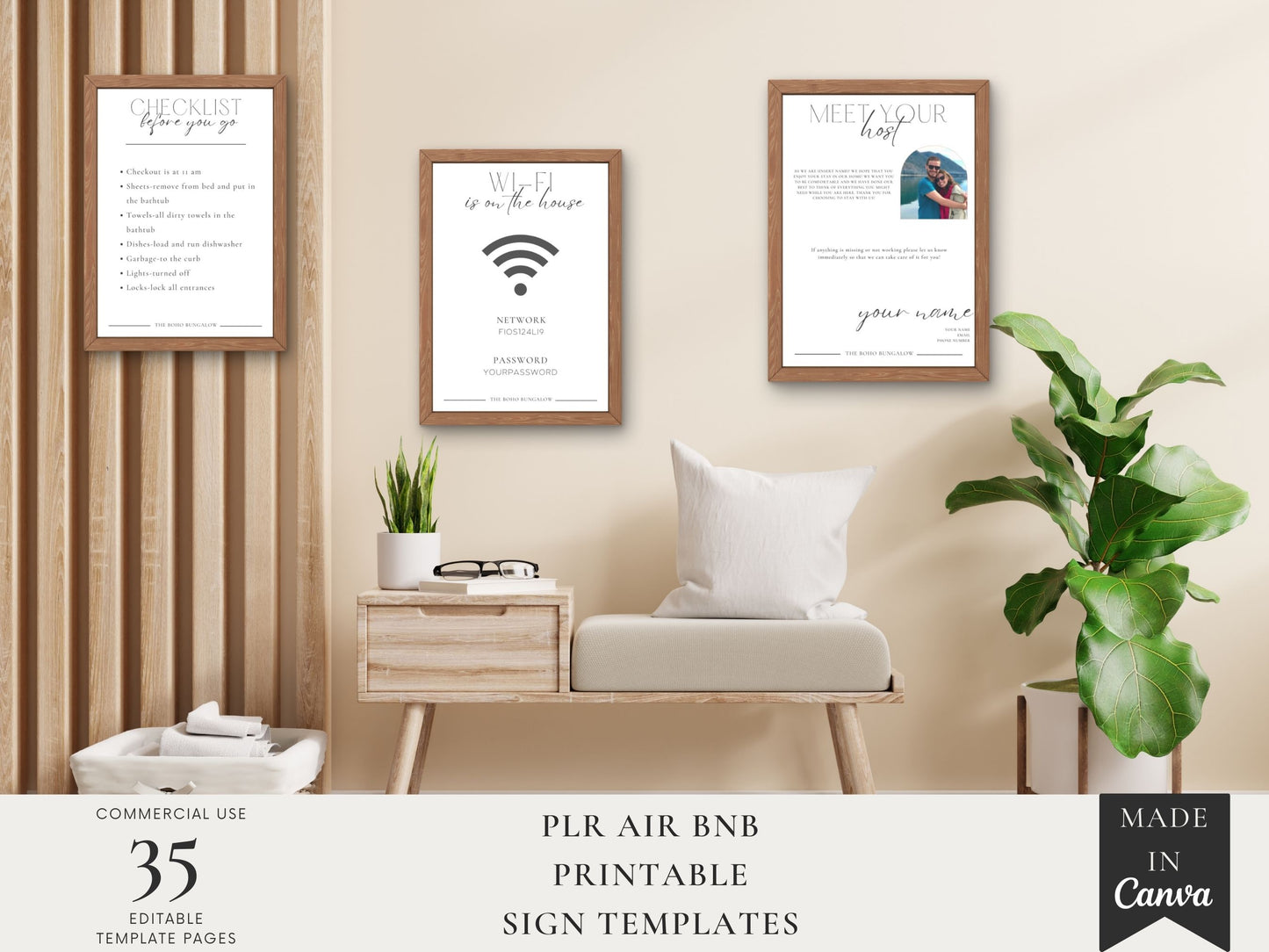 Airbnb Sign Bundle Template PLR Commercial Use Resell Rights