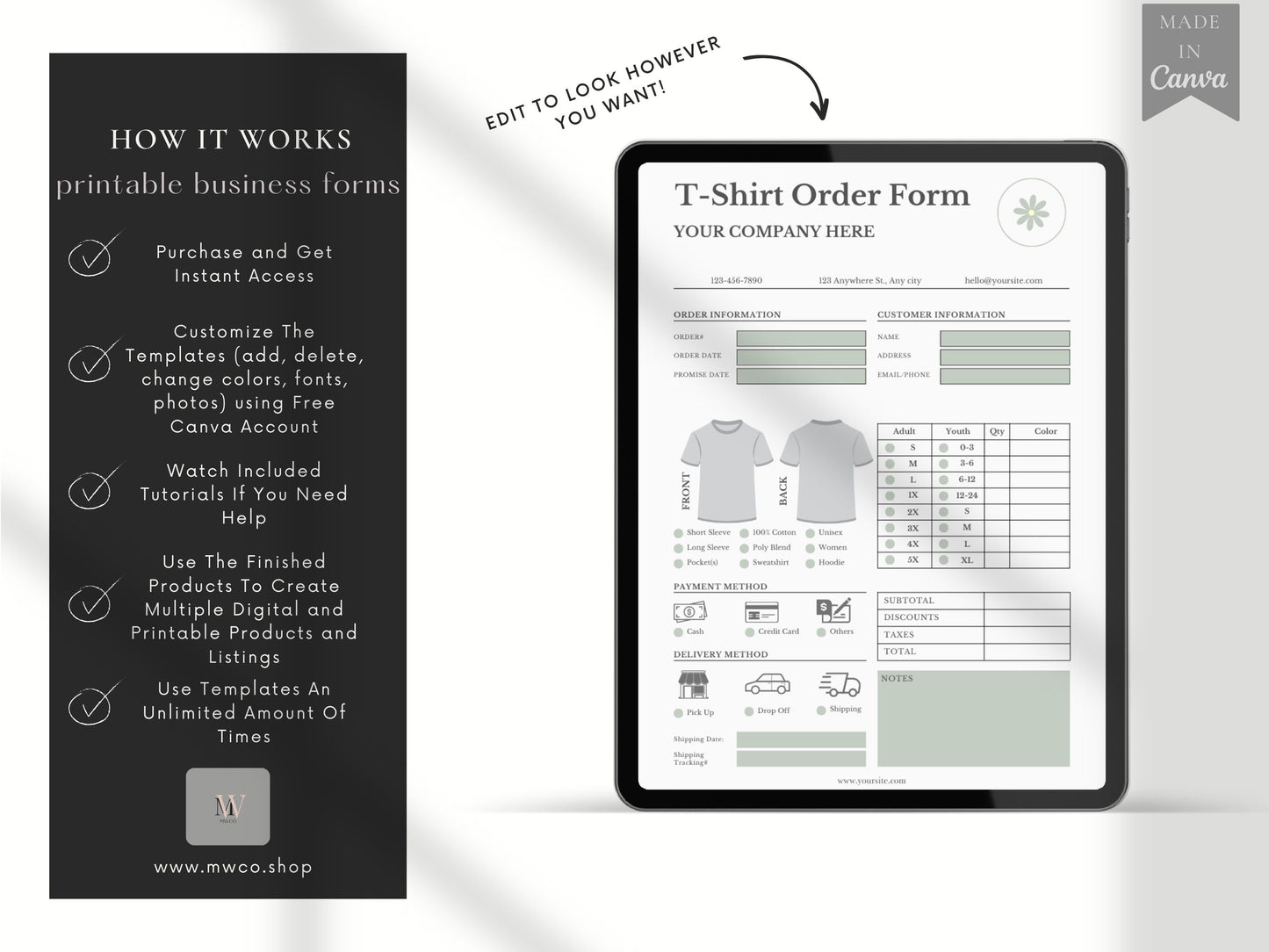 Small Business Forms Bundle | Order Form Templates | PLR License Included