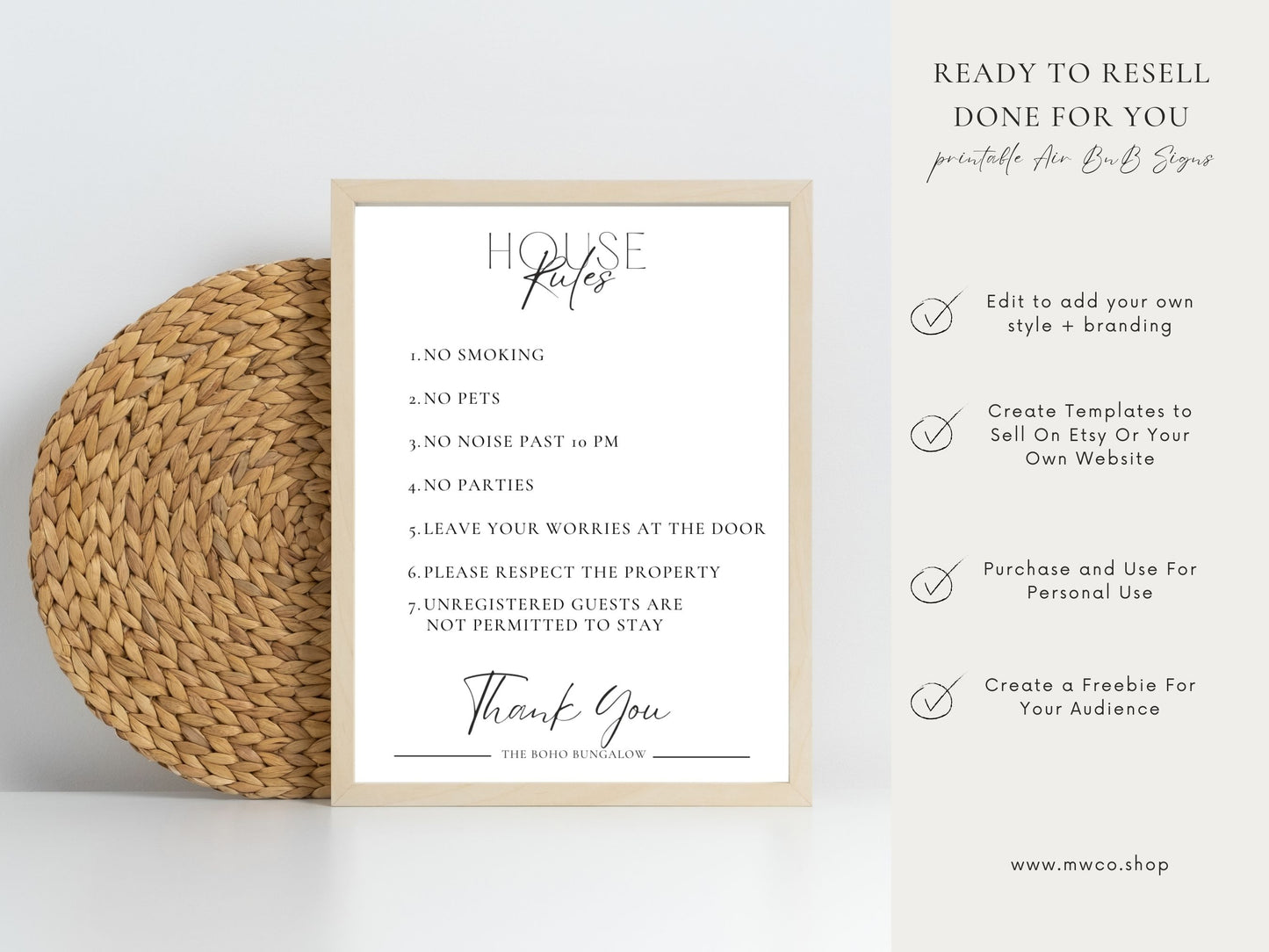 Airbnb Sign Bundle Template PLR Commercial Use Resell Rights