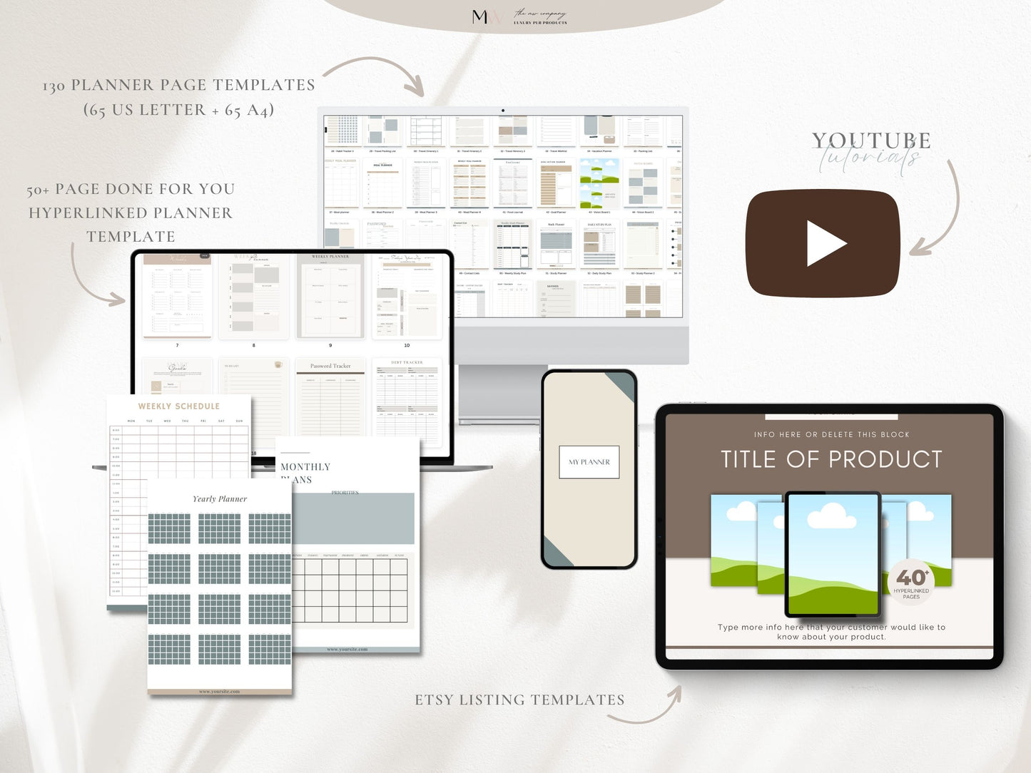 Businessin a box plr digital planner bundle. Done for you. Ready to sell. Sell as your own. The MW Company 2024 Digital Planner For Goodnotes
