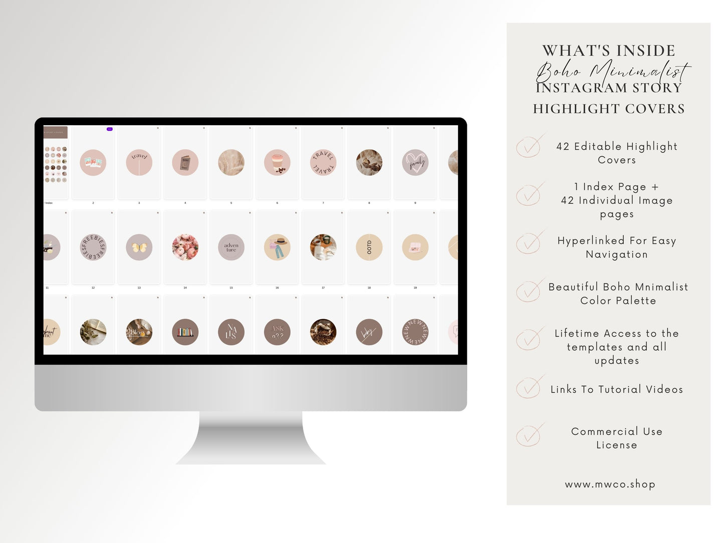 50 Boho Minimalist Instagram Highlight Icons PLR | Nude Story Instagram Canva Template| Neutral Instagram Highlight Covers| Commercial Use